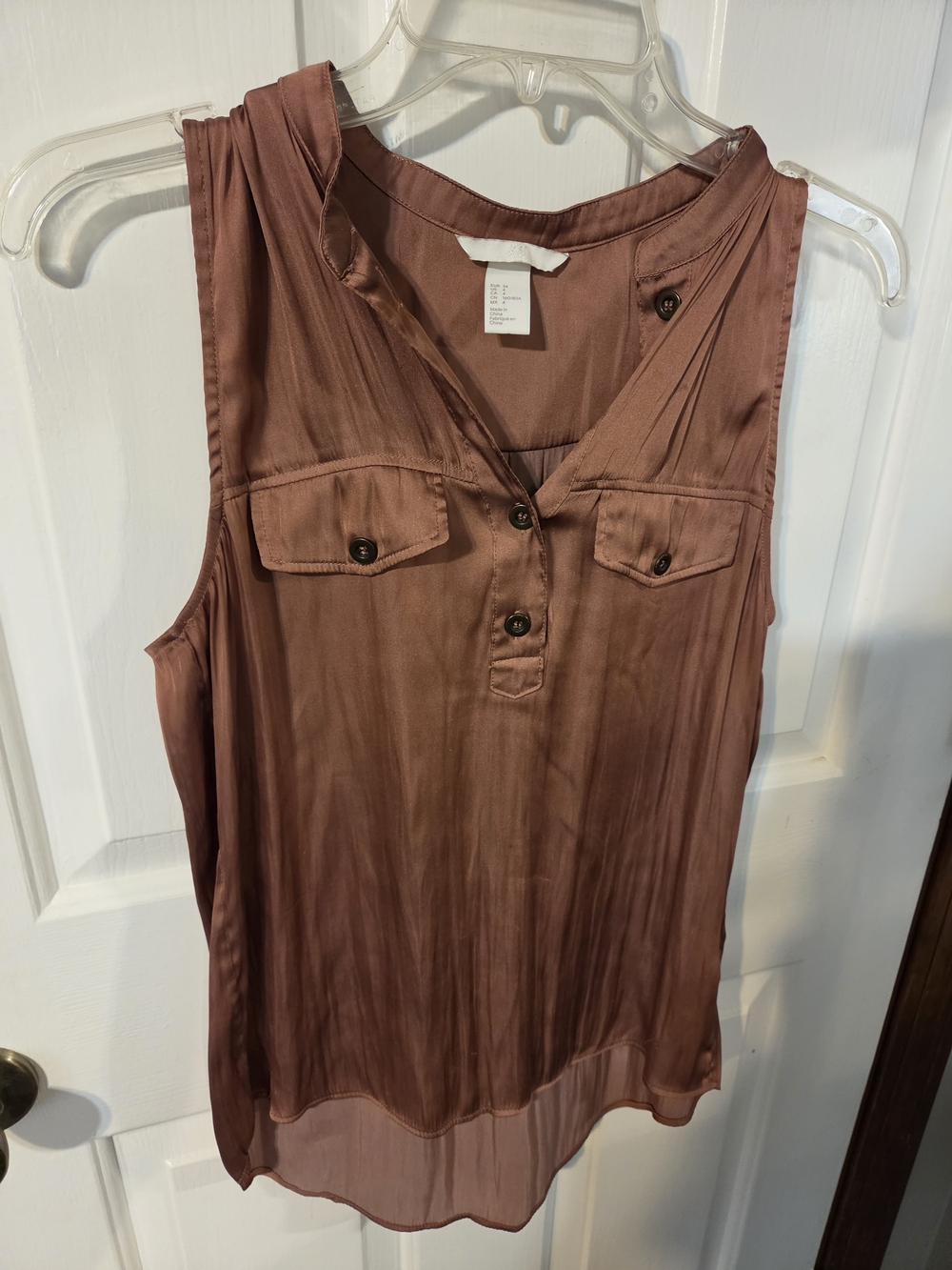 H&M Mauve Sleeveless Henley Blouse